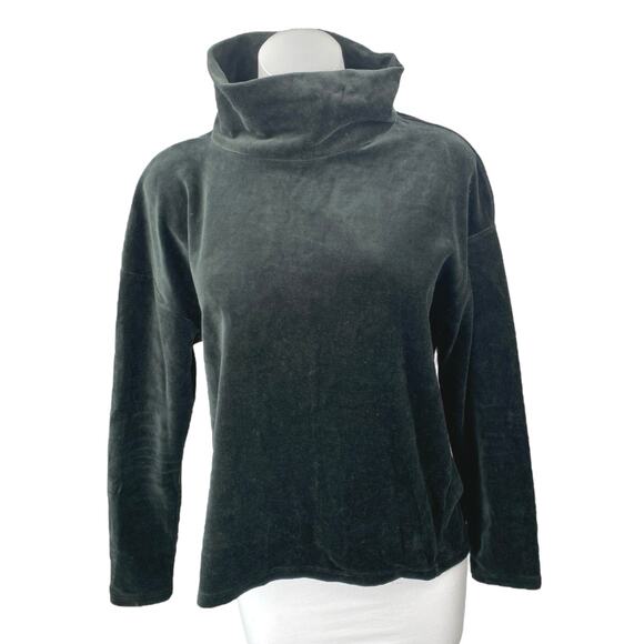 Banana Republic Black Velvet Velour Long Sleeve Turtleneck Sweater Top Size M - Picture 1 of 4